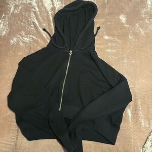 Hollister black cropped zip up
